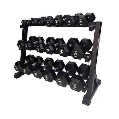 2.5 - 25kg Rubber Hex Dumbbell Set Gym Gear