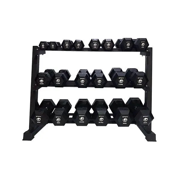 2.5 - 25kg Rubber Hex Dumbbell Set Gym Gear