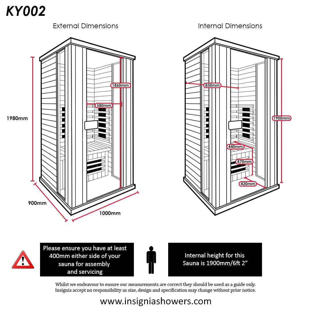 Far Infrared Sauna 1000mm x 900mm - 2 Persons Insignia