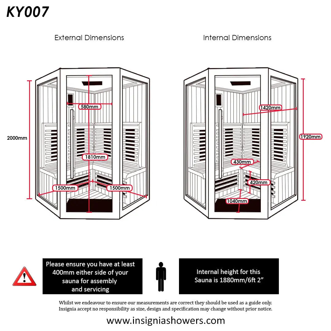 Far Infrared Sauna 1500mm x 1500mm - 2 Persons Insignia