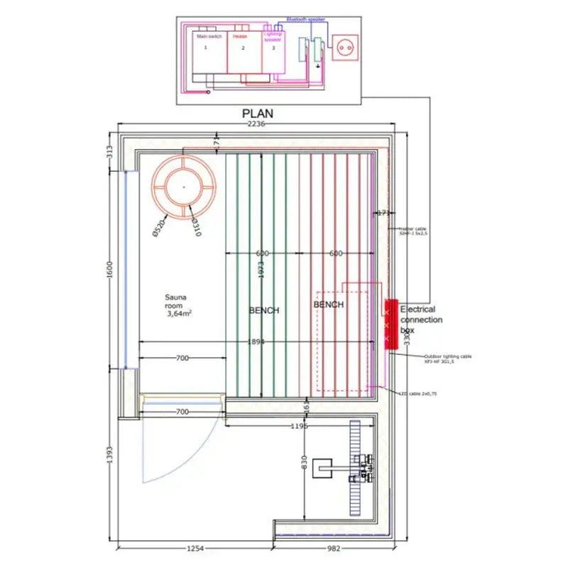 KUUT Electrical Outdoor Sauna L with Shower KUUT