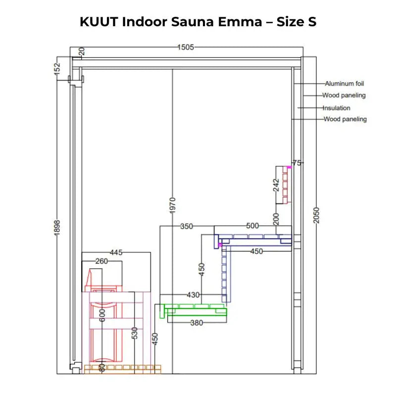 KUUT Indoor Sauna EMMA (Thermally Treated Alder) KUUT