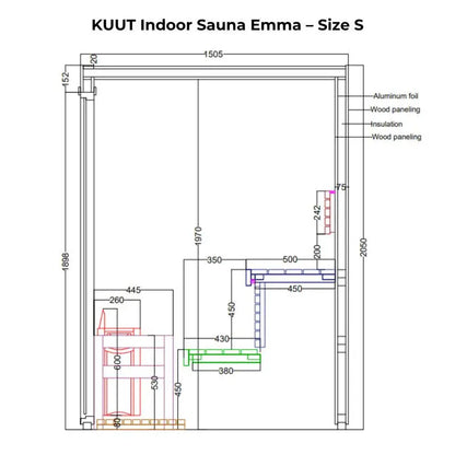 KUUT Indoor Sauna EMMA (Thermally Treated Alder) KUUT