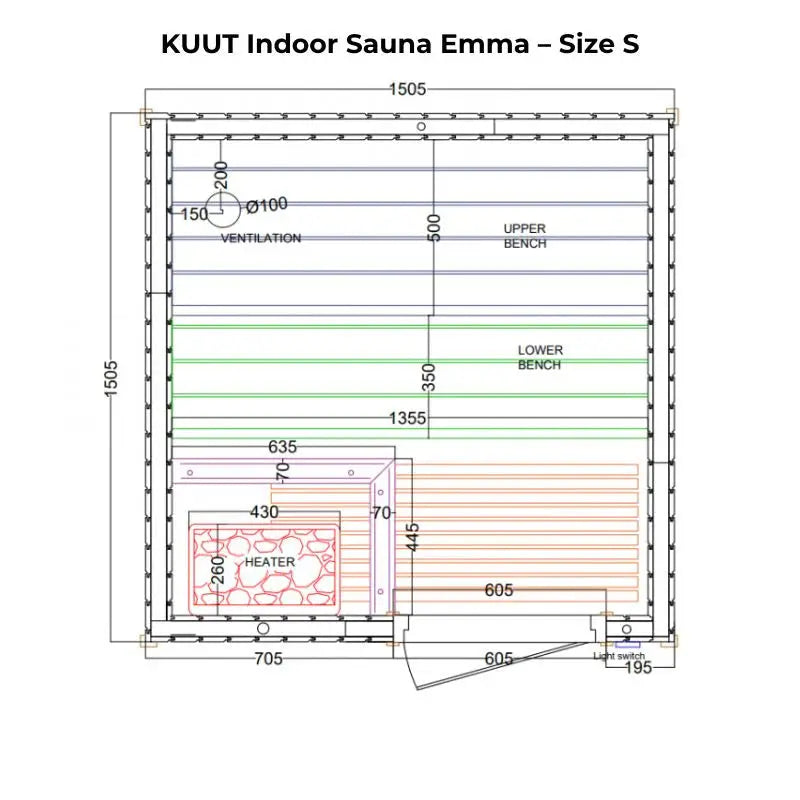 KUUT Indoor Sauna EMMA (Thermally Treated Alder) KUUT