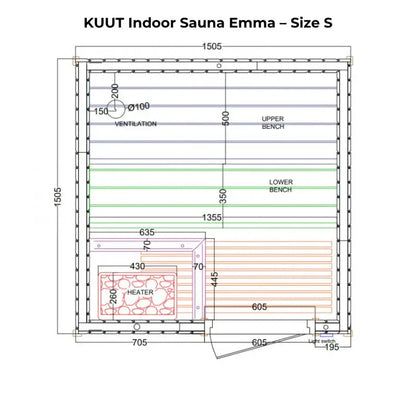 KUUT Indoor Sauna EMMA (Thermally Treated Alder) KUUT