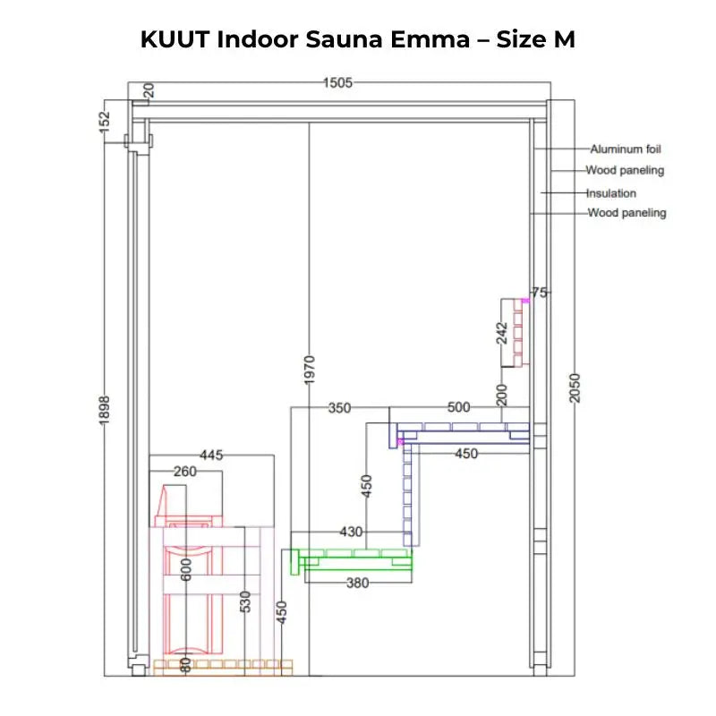 KUUT Indoor Sauna EMMA (Thermally Treated Alder) KUUT