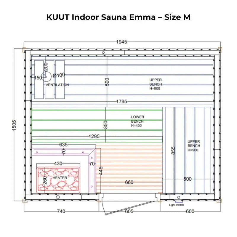 KUUT Indoor Sauna EMMA (Thermally Treated Alder) KUUT