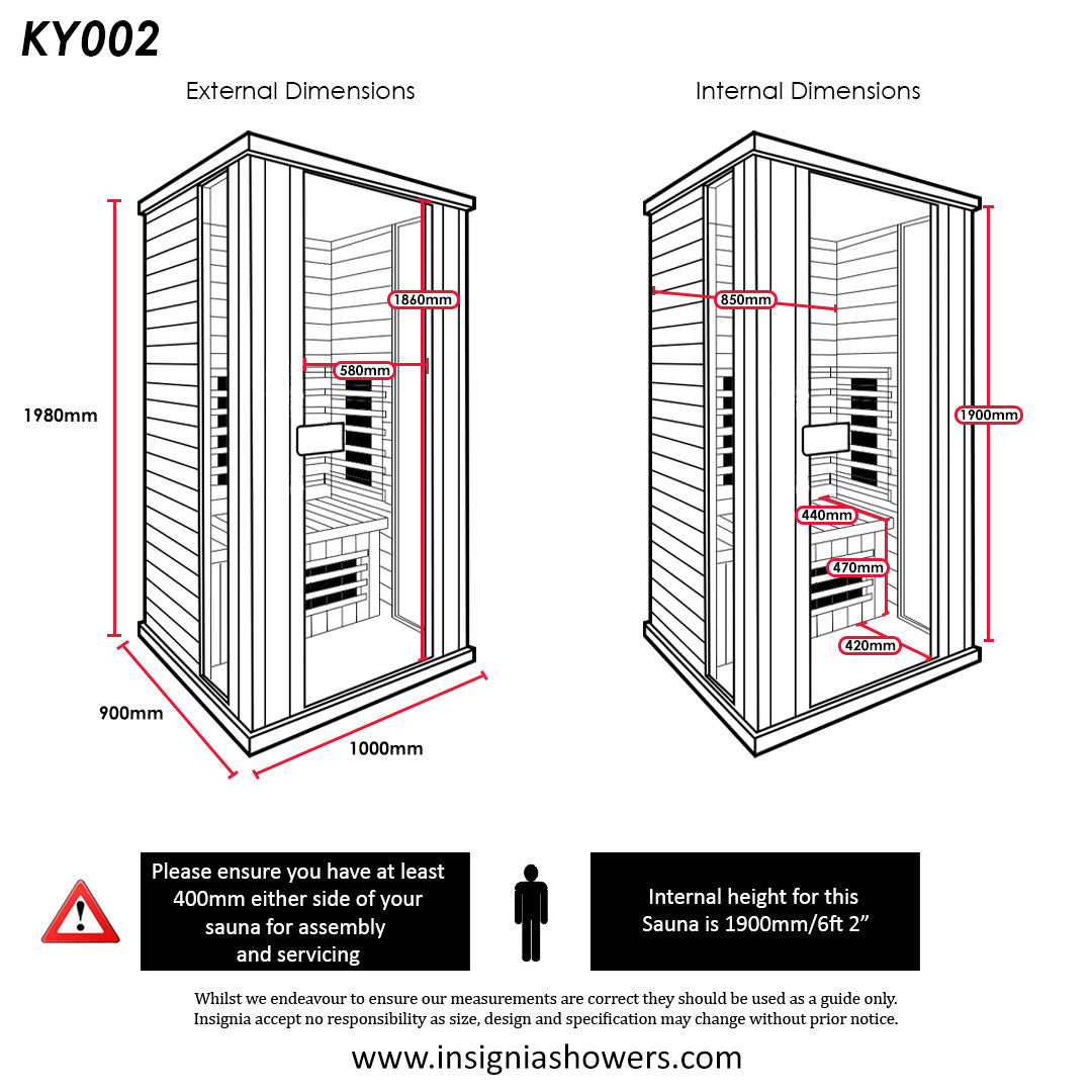 Far Infrared Sauna 1000mm x 900mm - 2 Persons