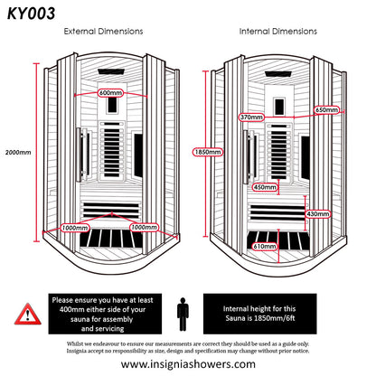 Far Infrared Sauna 1000mm x 1000mm - 2 Persons