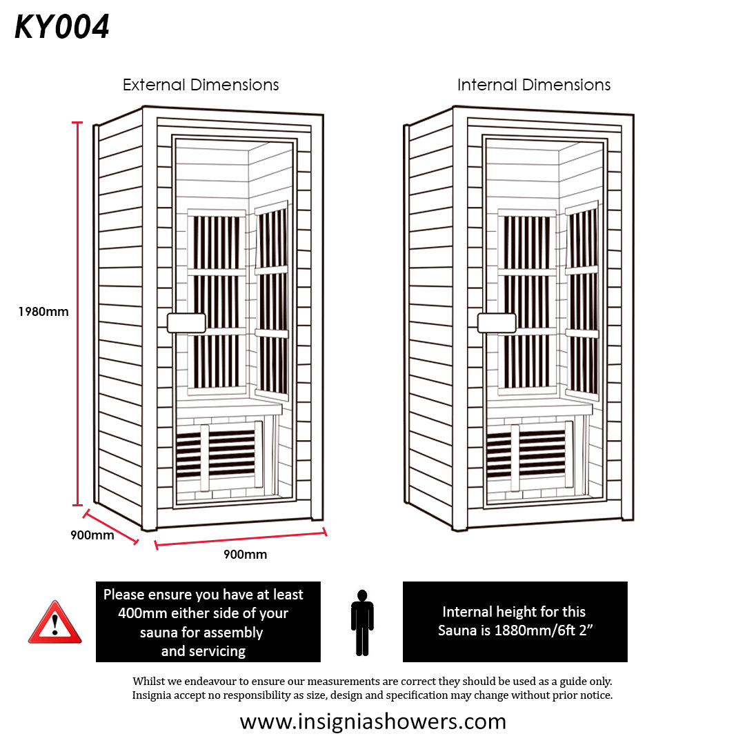 Far Infrared Sauna 900mm x 900mm - 1 Person