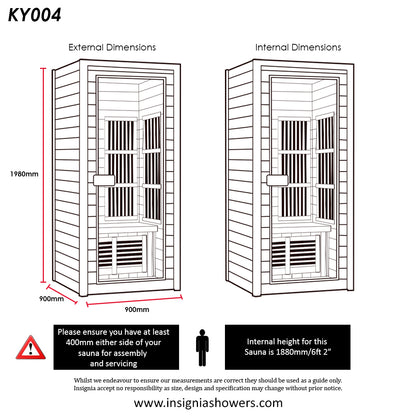 Far Infrared Sauna 900mm x 900mm - 1 Person