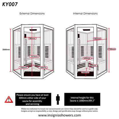 Far Infrared Sauna 1500mm x 1500mm - 2 Persons