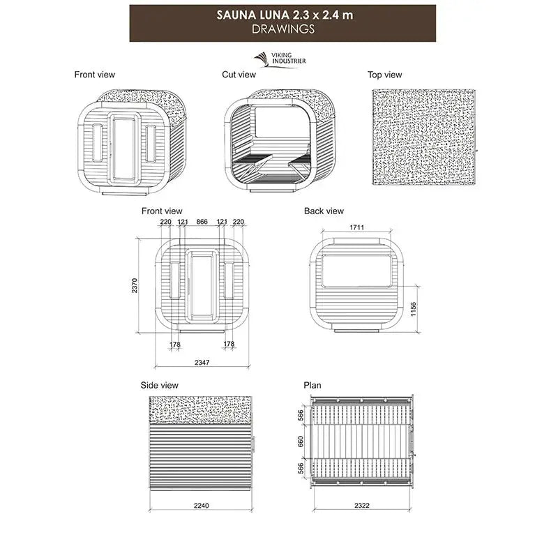 Luna Outdoor Sauna 2.3 x 2.4m Viking Industrier