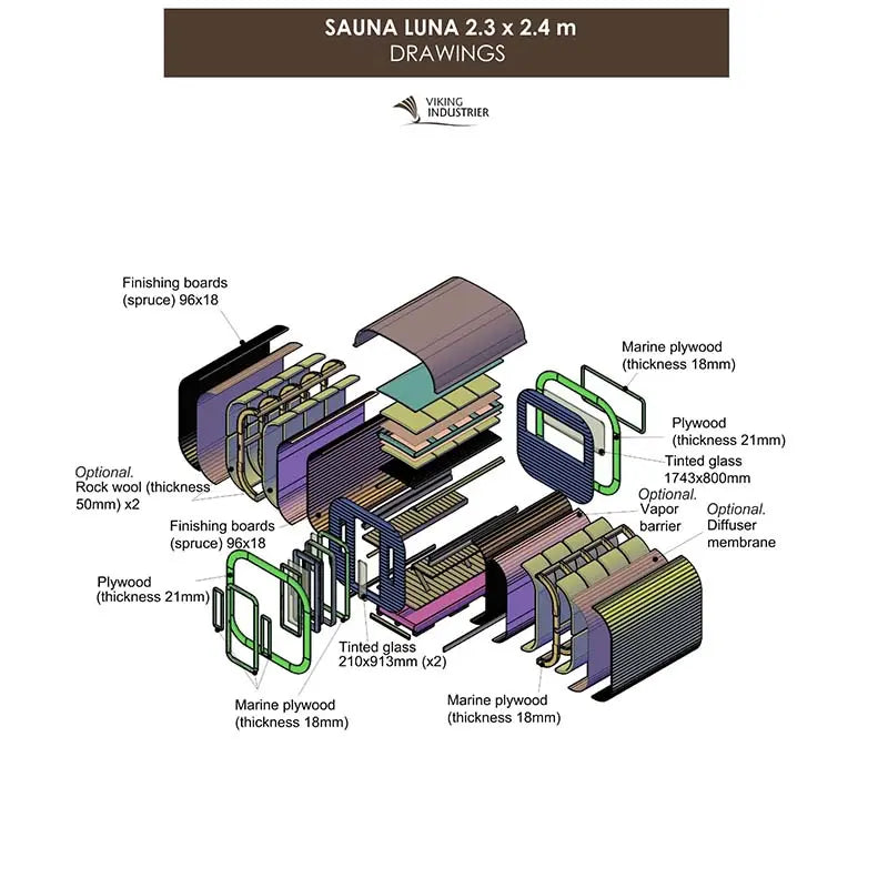 Luna Outdoor Sauna 2.3 x 2.4m Viking Industrier