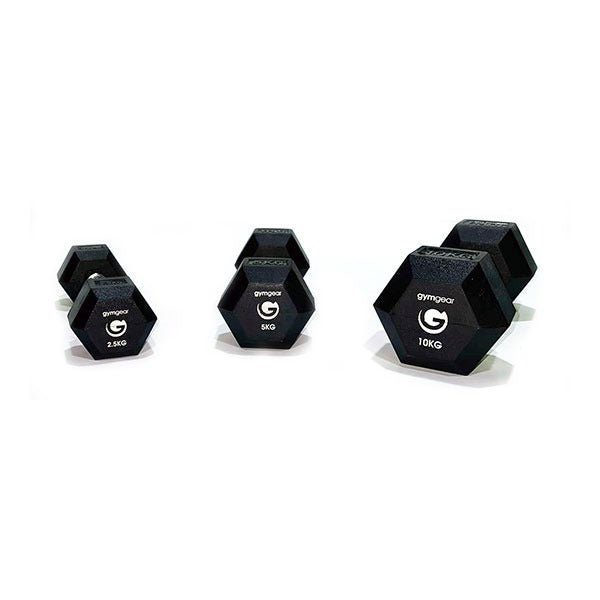 2.5 - 25kg Rubber Hex Dumbbell Set