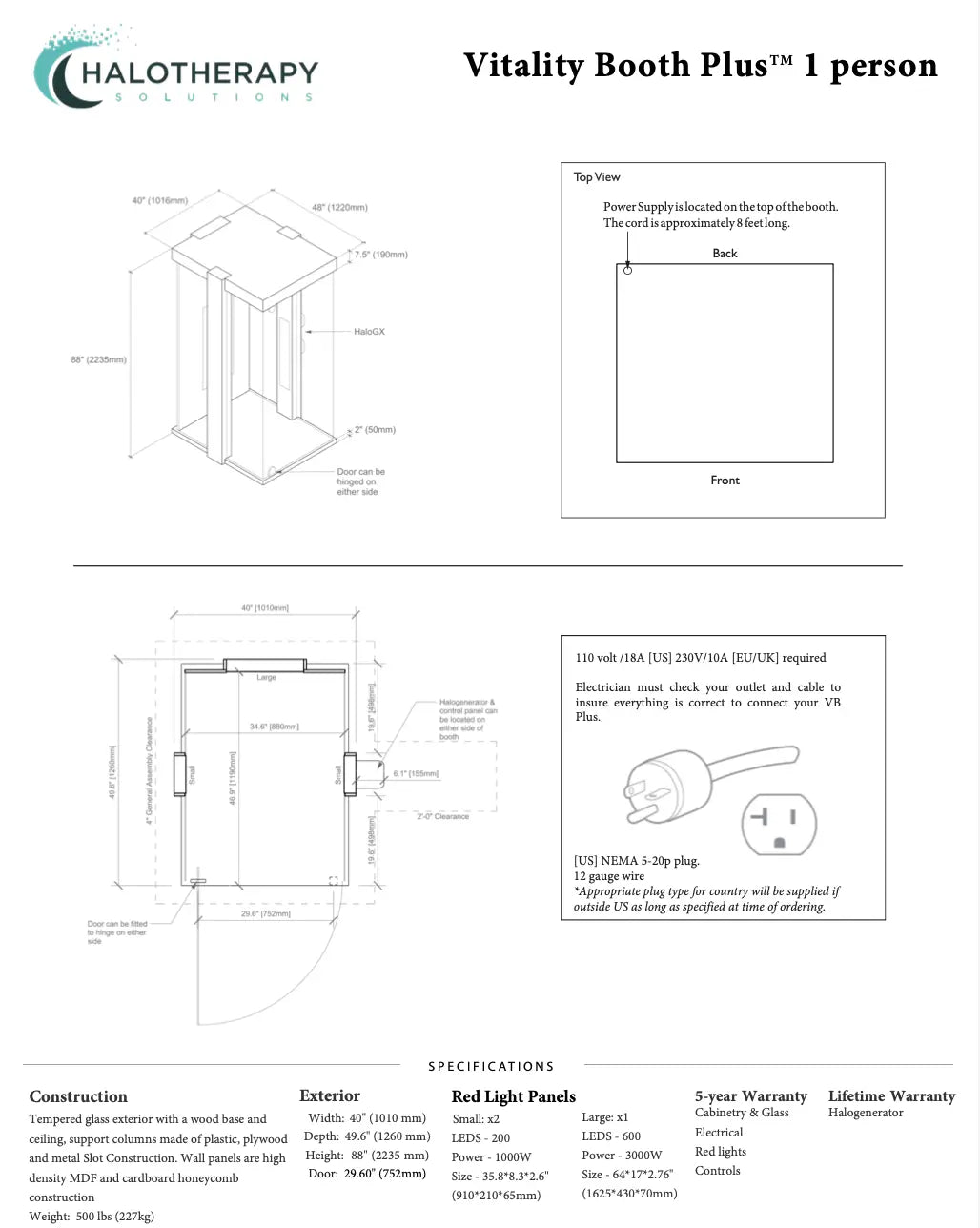 Vitality Booth™ Plus - 1 Person Halotherapy Solutions