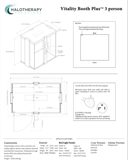 Vitality Booth™ Plus - 3 Persons Halotherapy Solutions