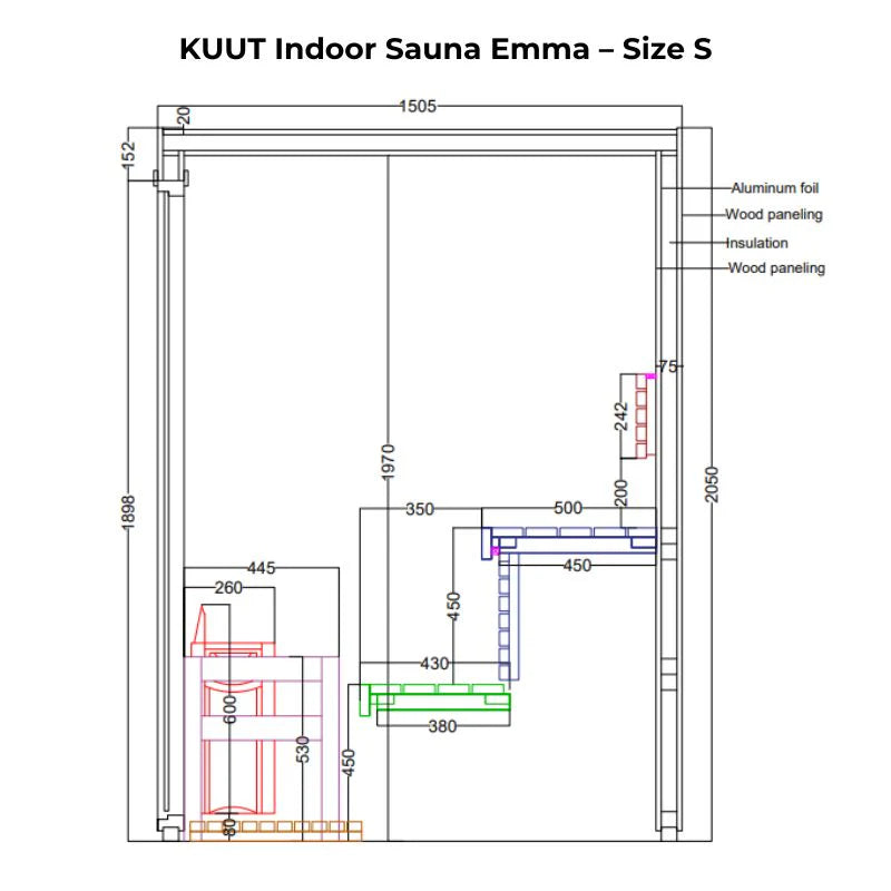 KUUT Indoor Sauna EMMA (Thermally Treated Alder)